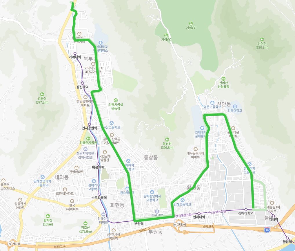 김해 1번 버스노선 및 시간표